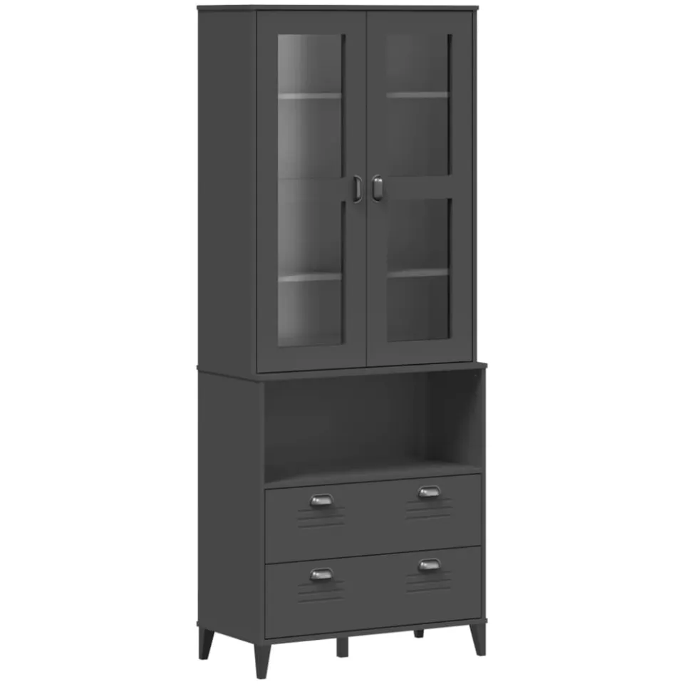 vidaXL Hoge kast VIKEN 80x40x200 cm massief grenenhout antracietgrijs, foto 3