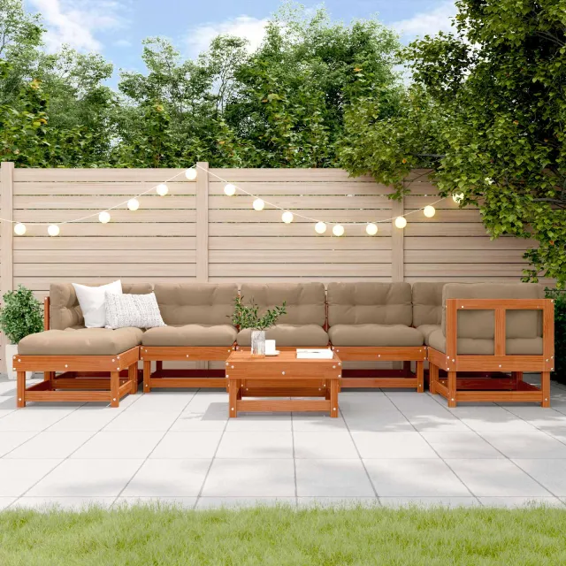 vidaXL Tuin loungeset 8 st Wasbruin Massief grenenhout bruin, foto 2
