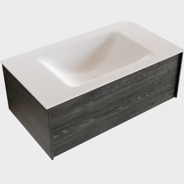 Boss & Wessing Badkamermeubel BWS Madrid Antraciet 80x45x30 cm Mat Witte Solid Surface Wastafel (0 kraangaten)