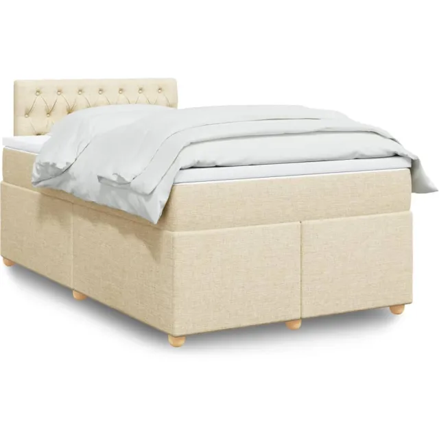 vidaXL Boxspring met matras stof crèmekleurig 120x190 cm