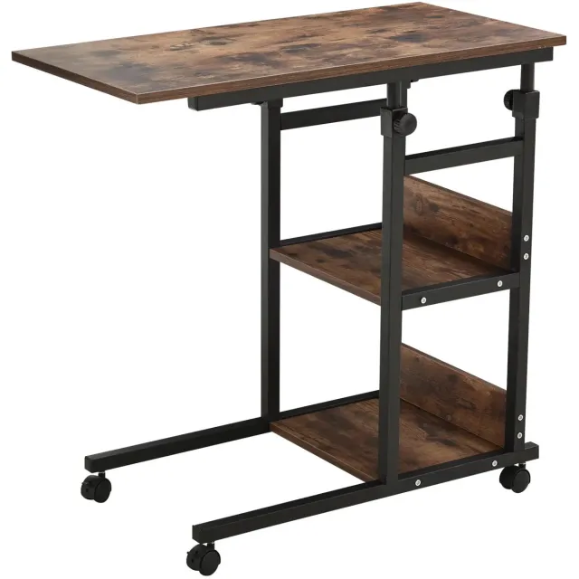 GranMaison Laptoptafel op Wielen - Bedtafeltje - Bijzettafel - Rustiek bruin