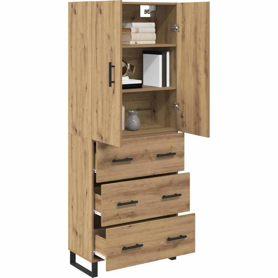 vidaXL Hoge kast 2 st Artisan Eiken 69,5 x 34 x 180 cm Bruin