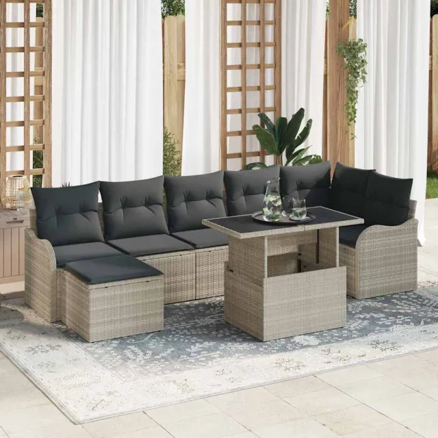 vidaXL Tuin Sofa Set 8 st Licht Grijs en Donker Grijs Lichtgrijs