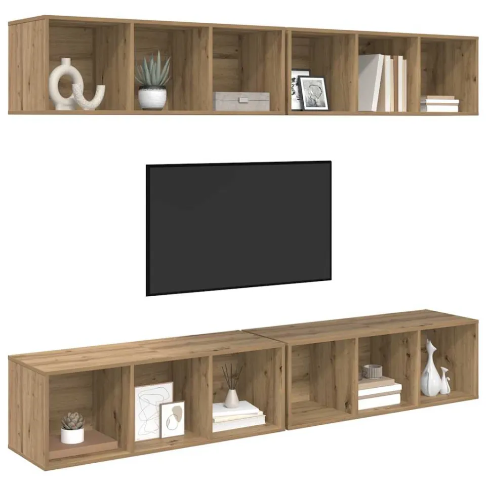 vidaXL Tv-meubelset 4 st 37 x 37 x 107 cm Artisan Eiken Bruin