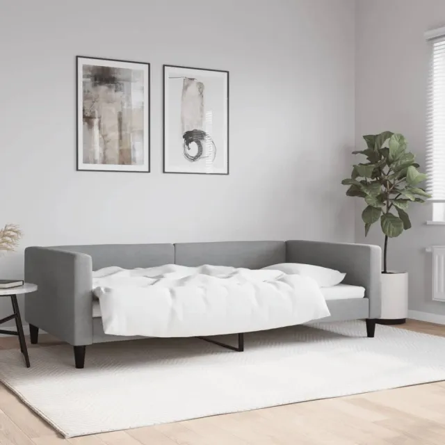 vidaXL Slaapbank 100x200 cm stof lichtgrijs grijs