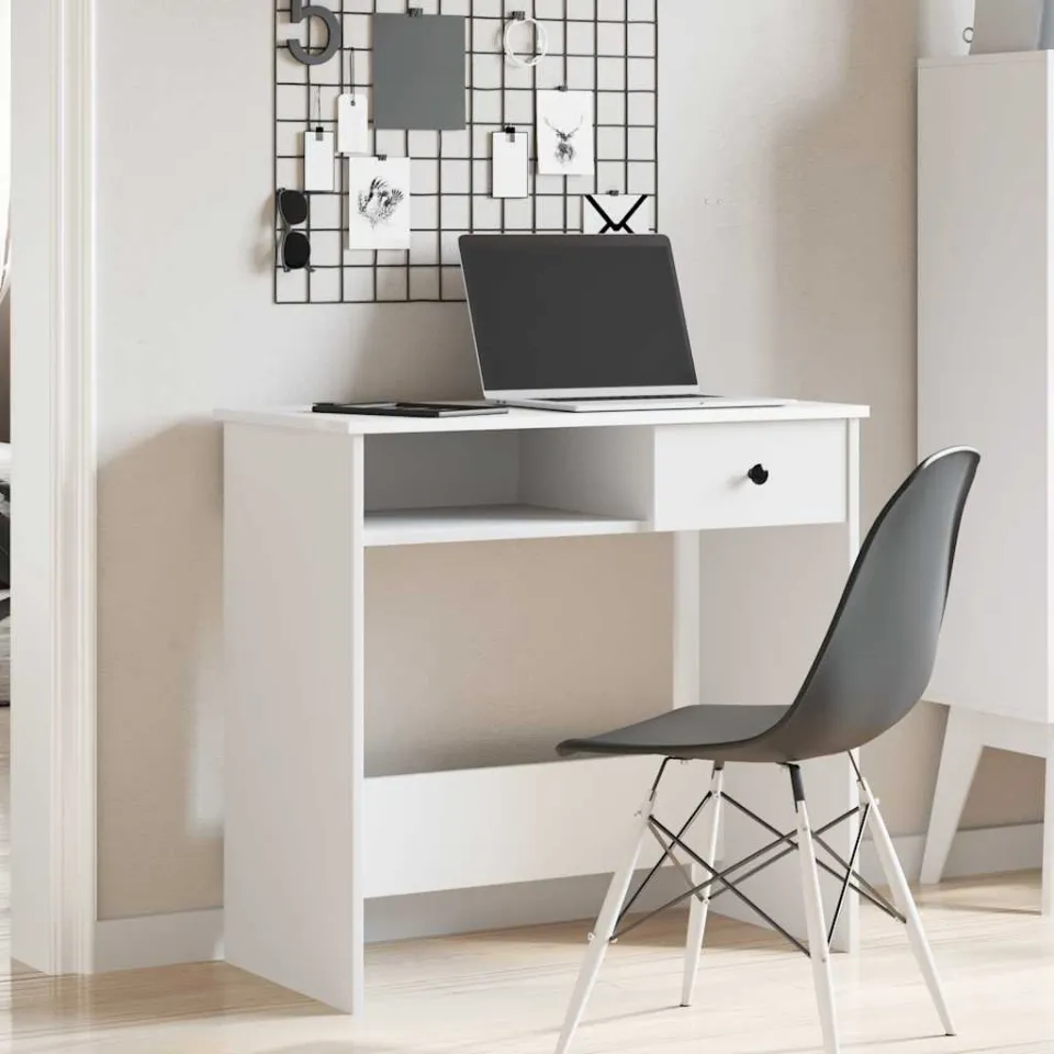 vidaXL Bureau 80x40x75 cm bewerkt hout wit, foto 2
