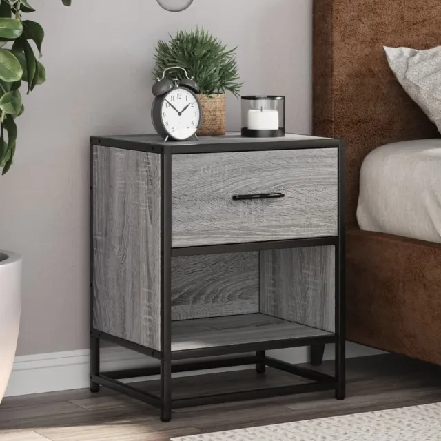 vidaXL Nachtkastje 40x31x50 cm bewerkt hout grijs sonoma eikenkleurig, foto 2