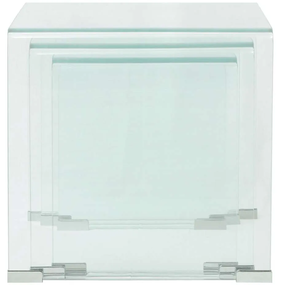 vidaXL Bijzettafel set 3-dlg transparant gehard glas transparent, foto 4