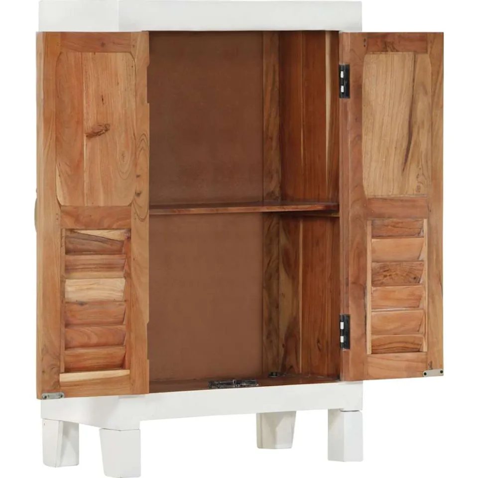 vidaXL Dressoir 55x30x90 cm massief acaciahout wit, foto 2