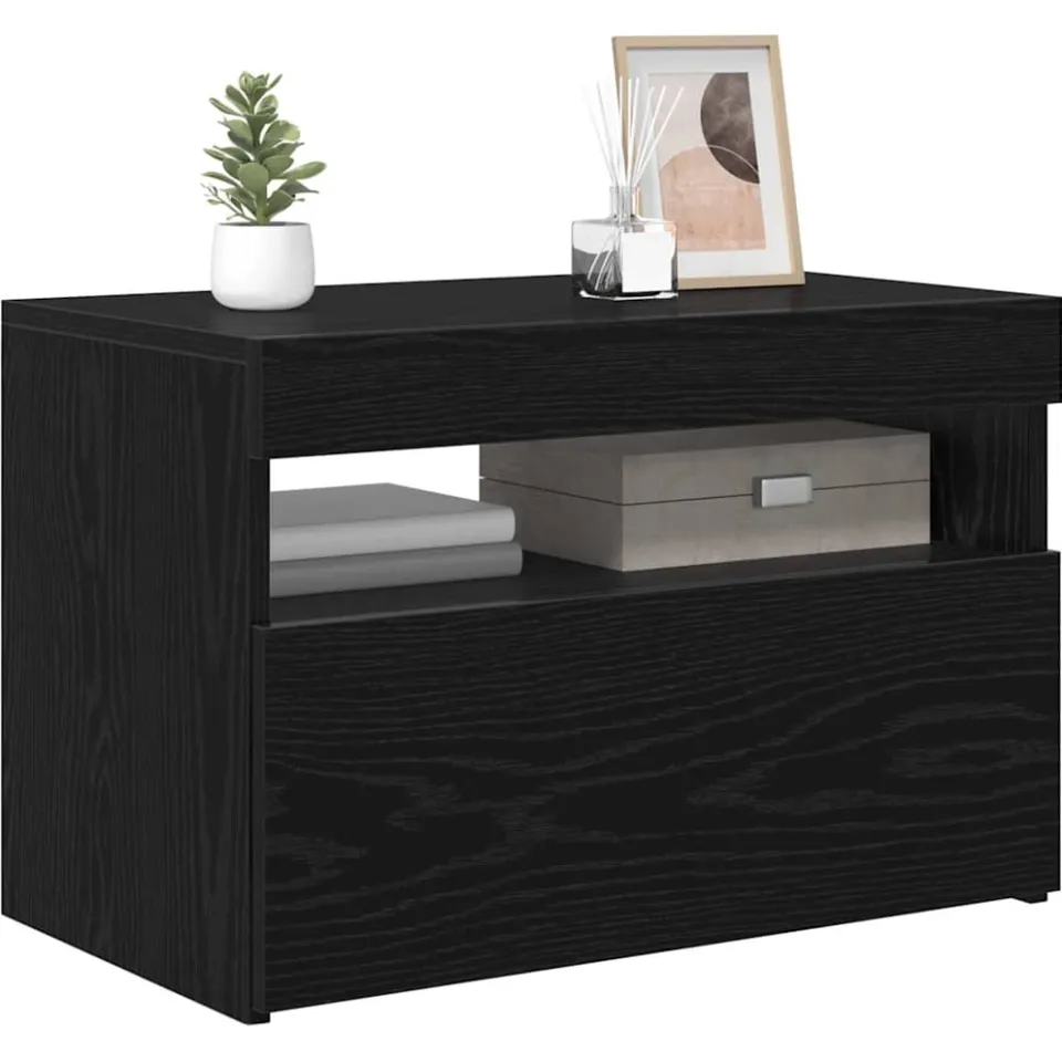 vidaXL TV-kast 60 x 35 x 40 cm Zwart Eiken Bewerkt hout