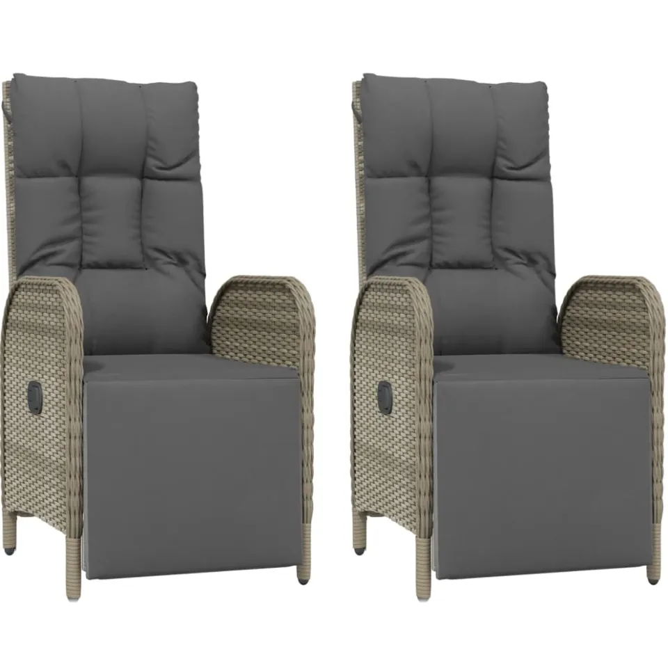 vidaXL 3-delige Tuinset met kussens poly rattan grijs, foto 3