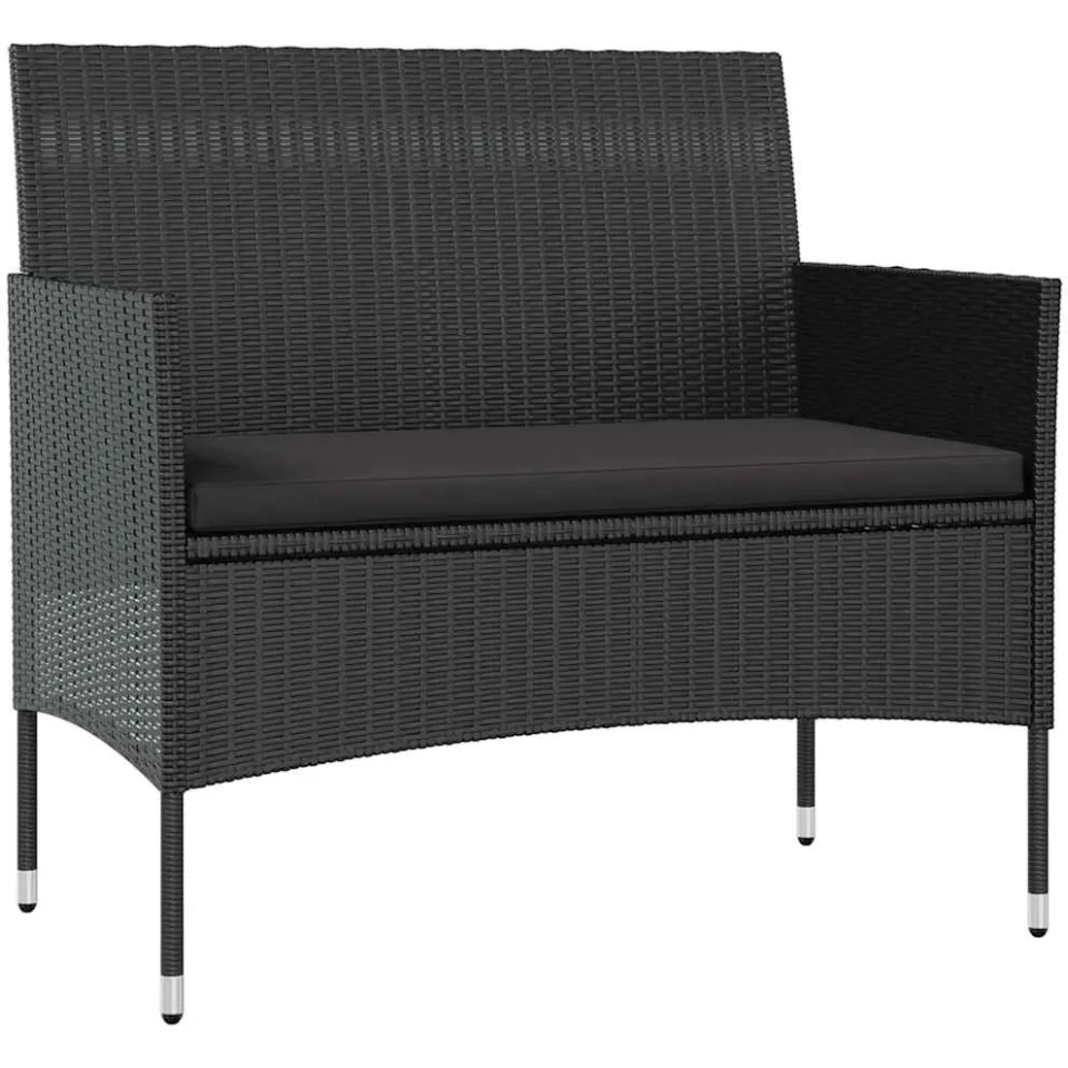 vidaXL 8-delige Loungeset met kussens poly rattan zwart