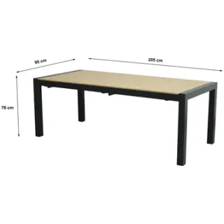 Tuintafel Ugo - Aluminium En Polywood - 95 X 275 X 76 Cm - Uitschuifbaar, foto 2
