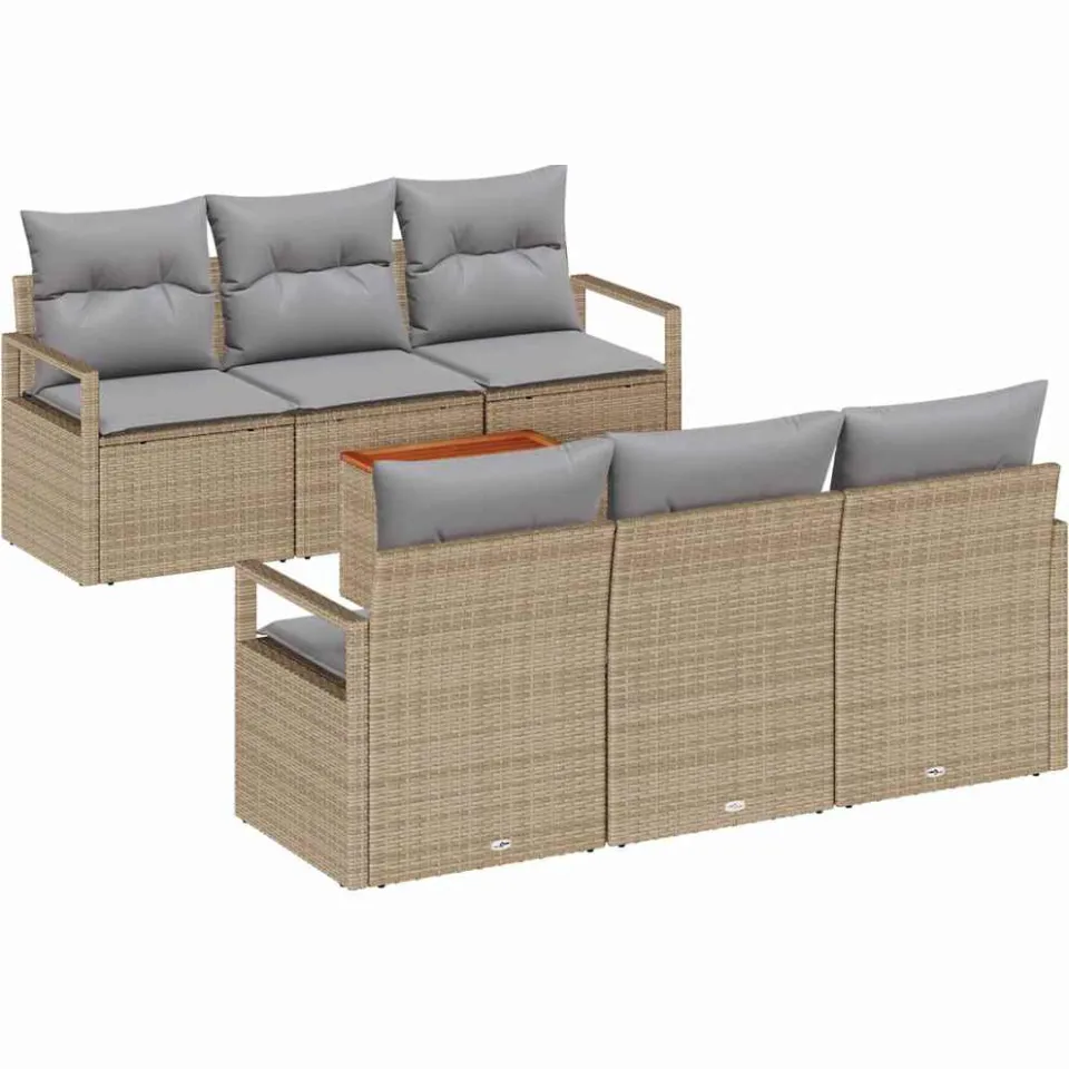 vidaXL Tuinbankenset 7 st Beige poly rattan, foto 3