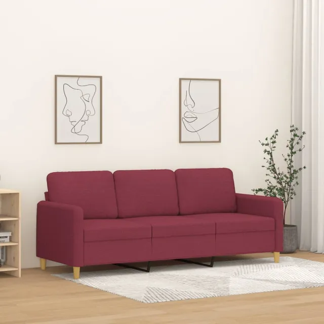 vidaXL Driezitsbank 180 cm stof wijnrood