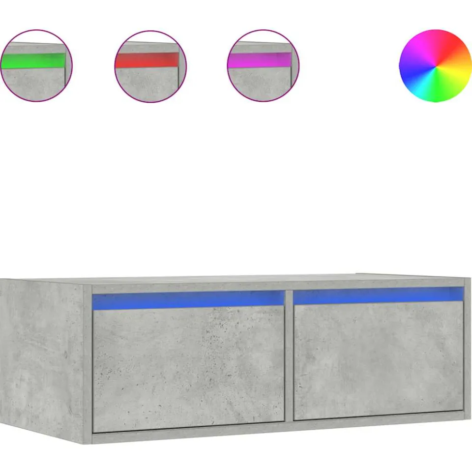 vidaXL Tv-meubel met LED-verlichting 75x35,5x25 cm betongrijs grijs, foto 4