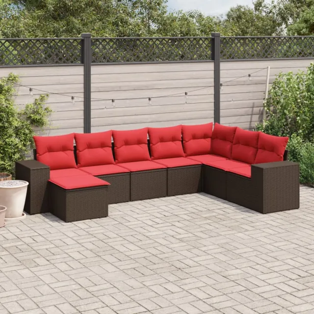 vidaXL 8-delige tuinbankset met kussens, bruin polyrotan, foto 2