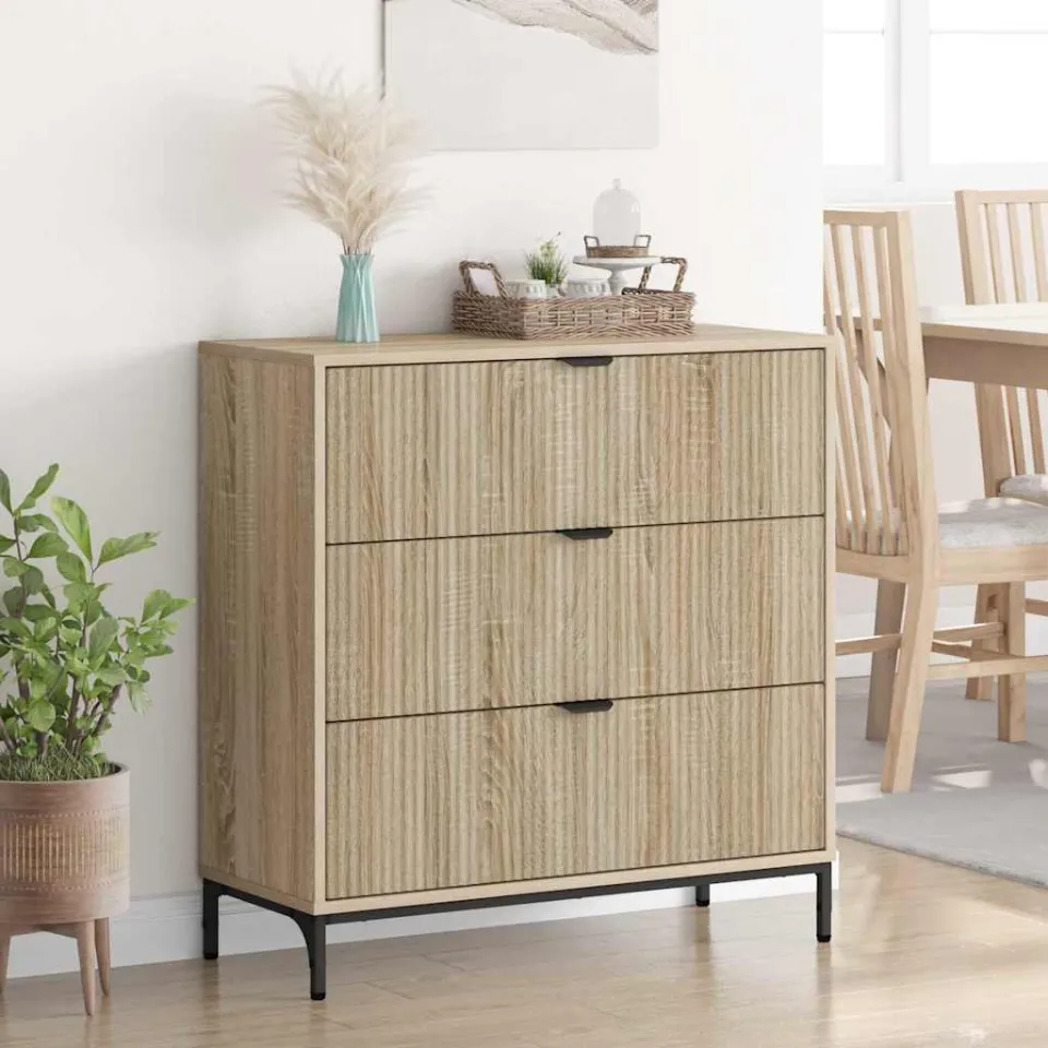vidaXL Dressoir Sonoma Eiken 79,5 x 33 x 82 cm Bewerkt hout, foto 4