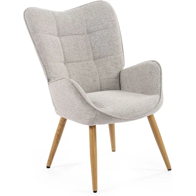 MEUBLE COSY MEUBLES COSY Fauteuil - Scandinave Medium rug Stof Comfortabele zit Metalen poten met houtlook - Grijs
