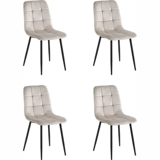 Swiss Homess Swiss Homes® | Ruby - Velvet Eetkamerstoelen Beige / Cappuccino - Set van 4 | Fluweel - Velvet stoel - Eetkamerstoel - Kuipstoel - Woonkamerstoelen