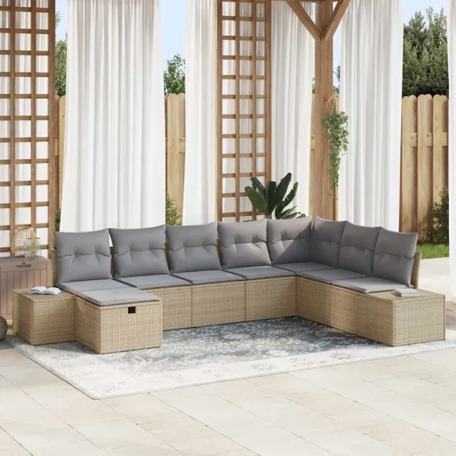 vidaXL Tuin Sofa Set 8 st Beige poly rattan, foto 2