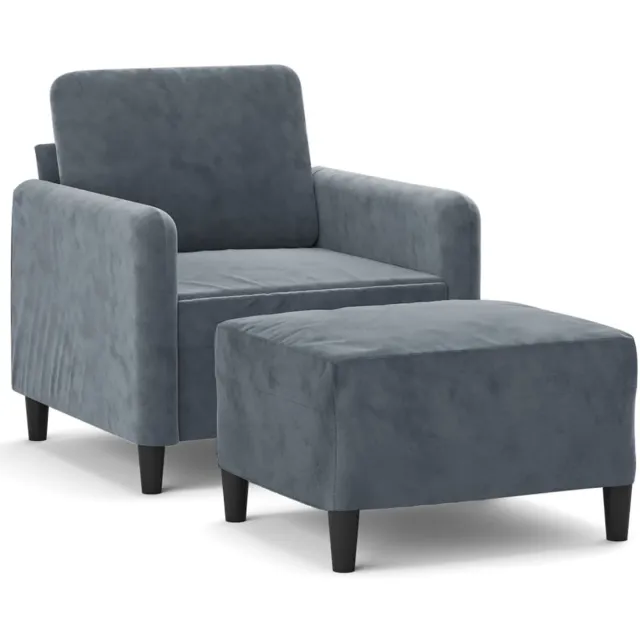 vidaXL Fauteuil - met - voetenbank - 60 - cm - fluweel - donkergrijs