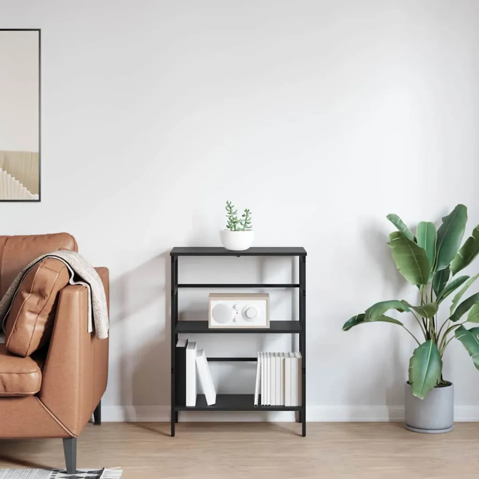 vidaXL Boekenkast 2-laags 60 x 29,5 x 81 cm Bewerkt hout Zwart Eiken, foto 4