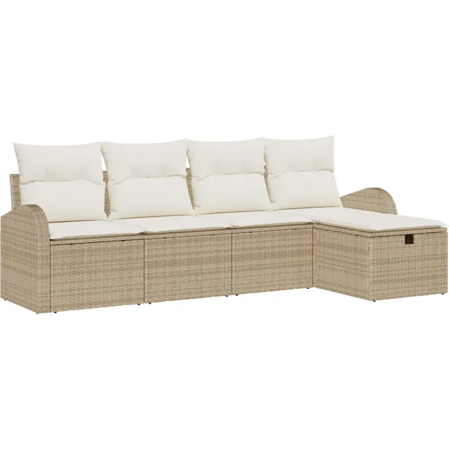 vidaXL Bankstel 5 st Beige en Crème poly rattan