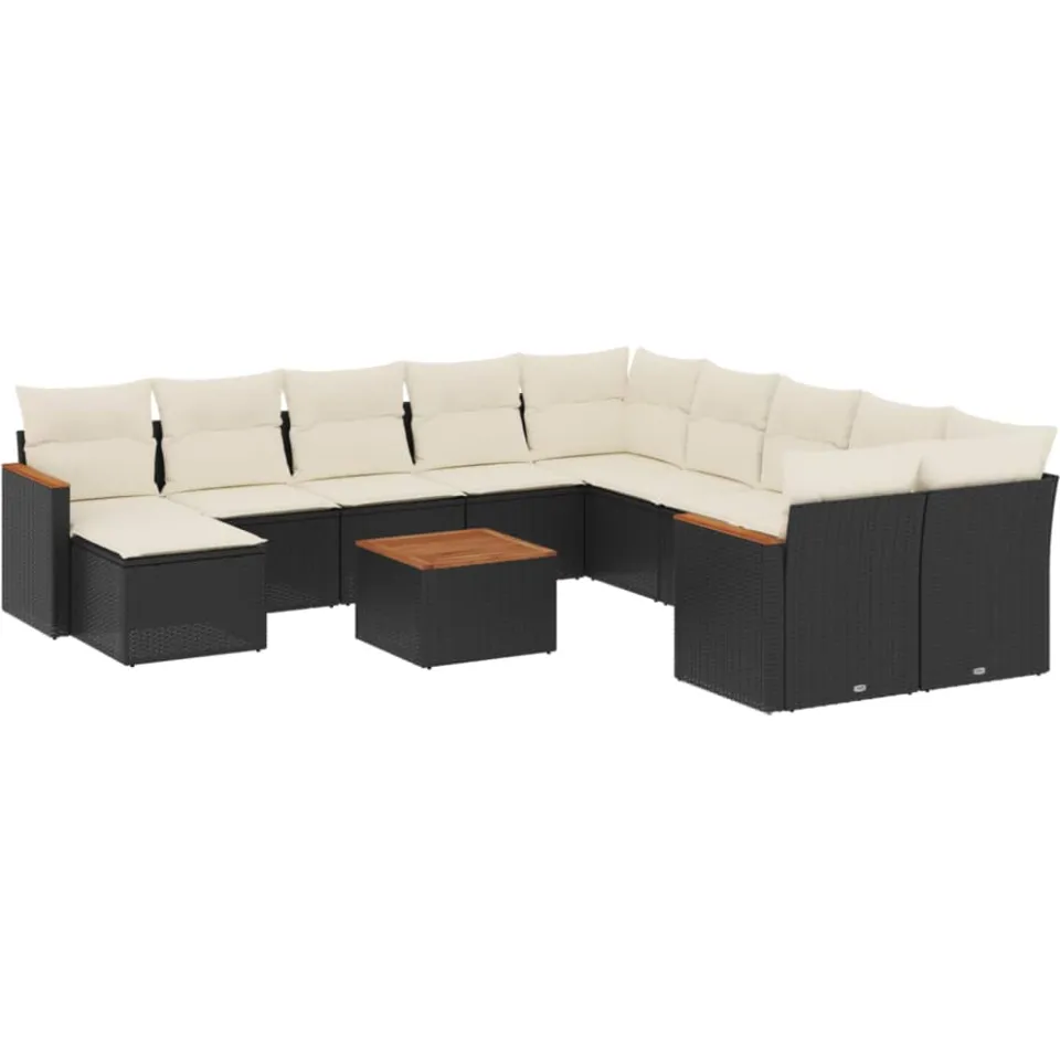 vidaXL Patio Sofa Set 10-zits Black and Cream, foto 3