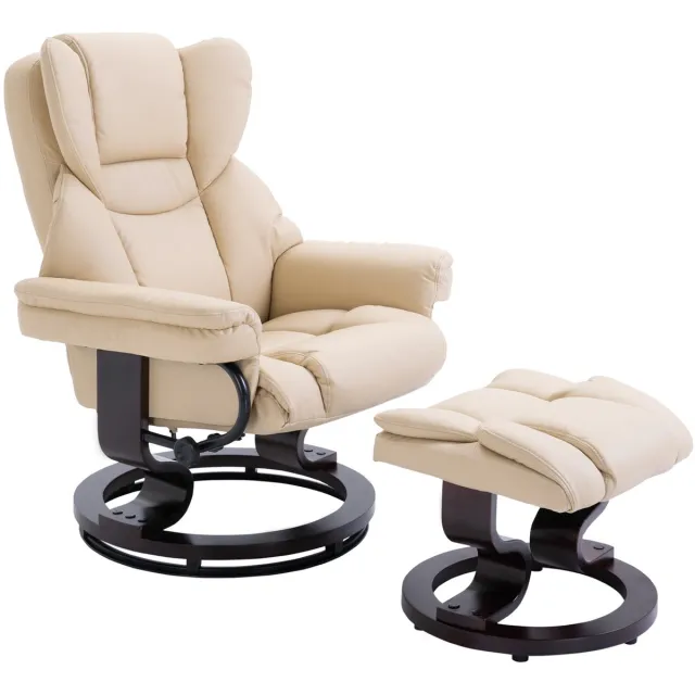 YYchan fauteuil met voetenbank - wit - 80 x 79 x 100 cm