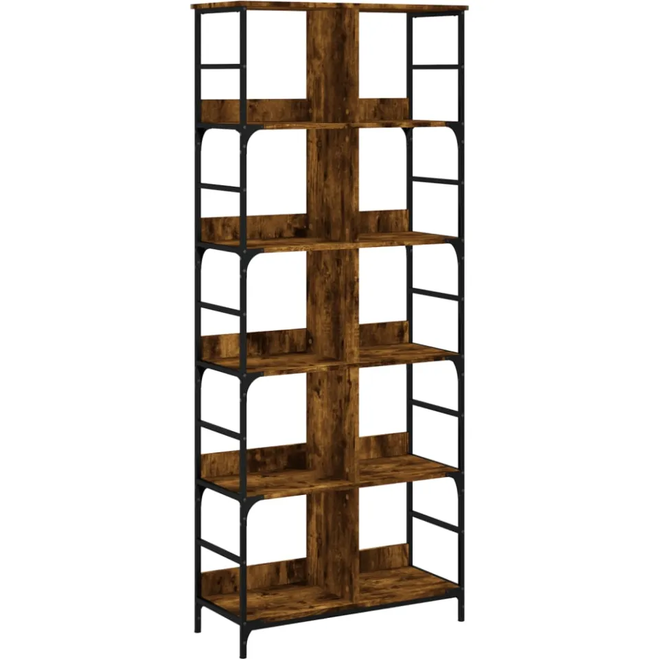 vidaXL Boekenrek 78,5x33x188,5 cm bewerkt hout gerookt eikenkleurig, foto 3