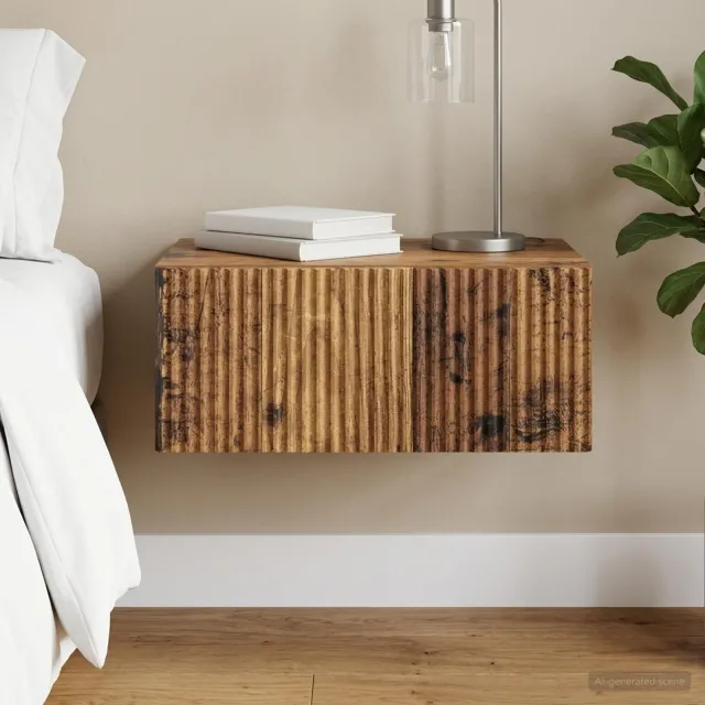 vidaXL Wandbeugel Bedkast Oud hout 49 x 34,5 x 20 cm Bewerkt hout bruin, foto 2