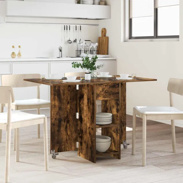 vidaXL Eettafel 115 x 70 x 75 cm Bewerkt hout Gerookt eiken Bruin