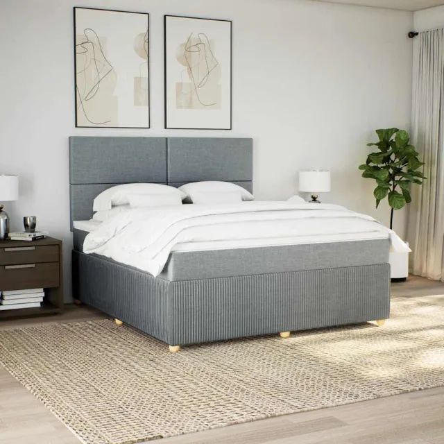 vidaXL Boxspring met matras stof lichtgrijs 180x200 cm grijs