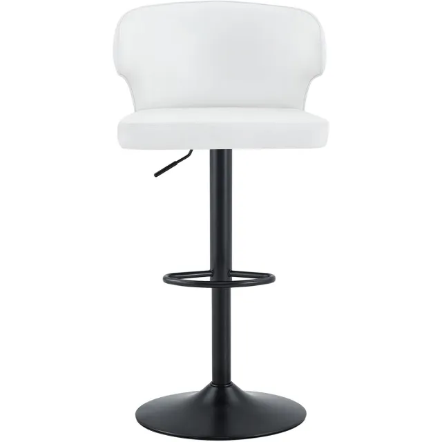 in& out door furniture 2-delige set barkrukken met rugleuning, hoogteverstelbaar, 364° draaibare barkruk met groot voetstuk en voetsteun, moderne keukenkruk voor bar, keuken, aanrecht (alleen stoelen)-Wit+Zwart