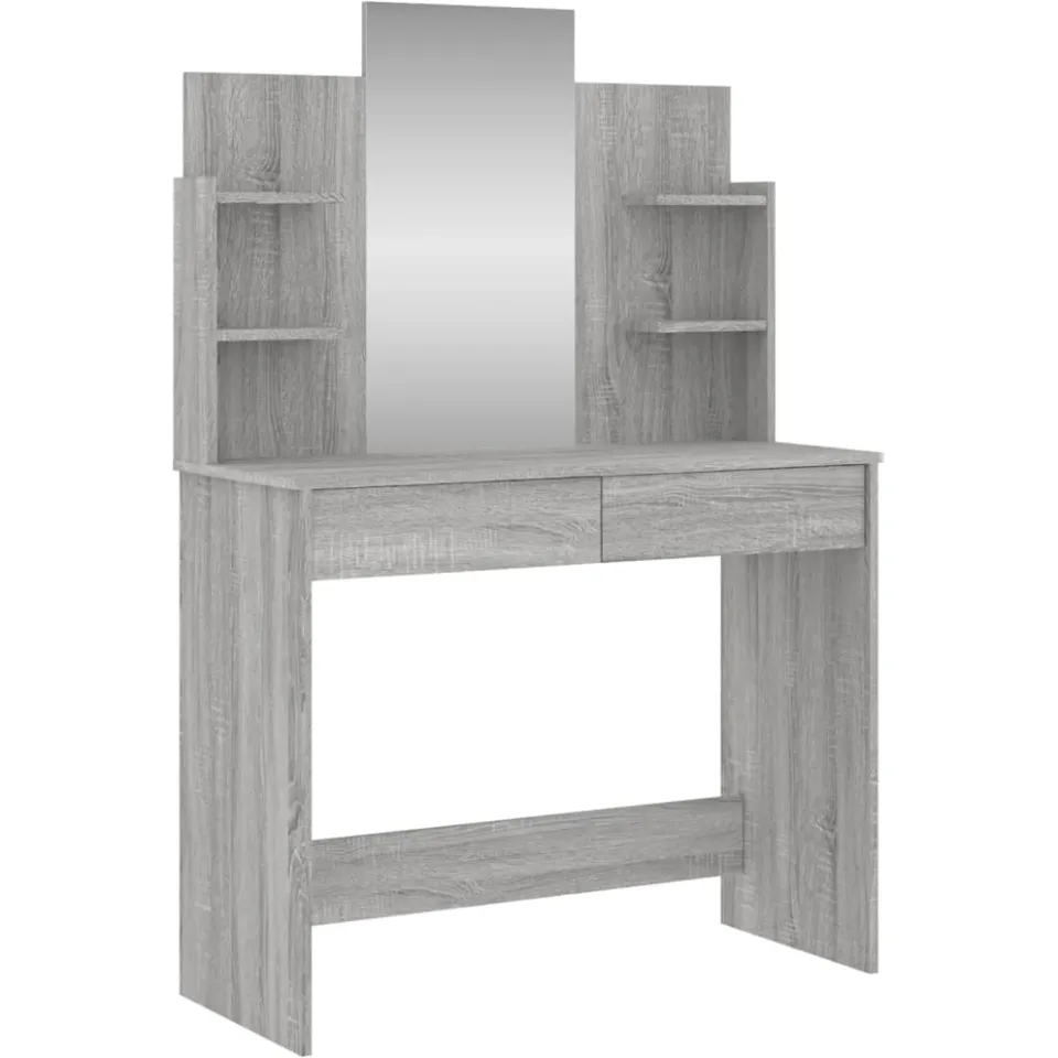 vidaXL Kaptafel met spiegel 96x39x142 cm grijs sonoma eikenkleurig, foto 3