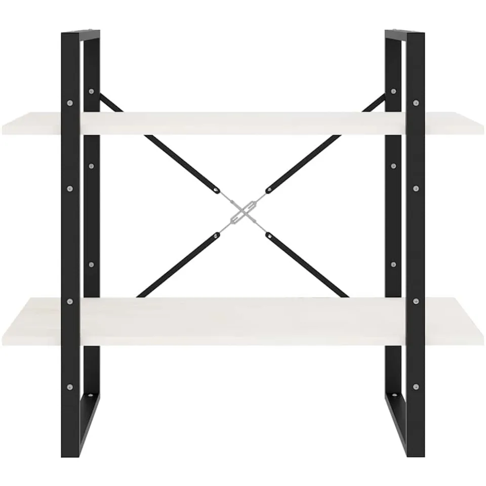 vidaXL Boekenkast met 2 schappen 80x30x70 cm massief grenenhout wit, foto 4