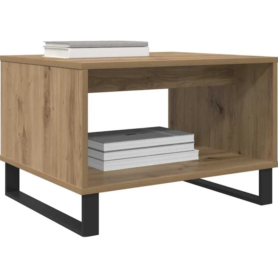 vidaXL Salontafel artisanaal eikenkleurig 60 x 50 x 40 cm Bewerkt hout Bruin