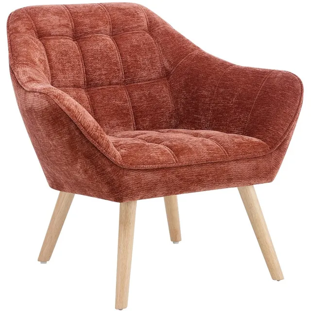 Vente-unique Fauteuil in terracottakleurige gestructureerde stof CASERTA