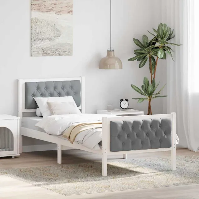 vidaXL Bedframe Lichtgrijs 80 x 200 cm Massief grenenhout Wit