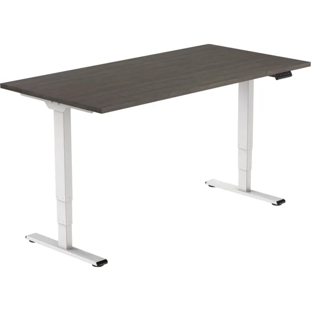 Euroseats OrangeLabel elektrisch zit/sta bureau Eco frame wit maat 140x80. Voldoet aan de NEN EN 527. Inclusief Logan Eiken blad!