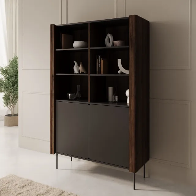 MEUBELLA Lux - Boekenkast - Zwart - 105x40x167 cm Bruin|Zwart