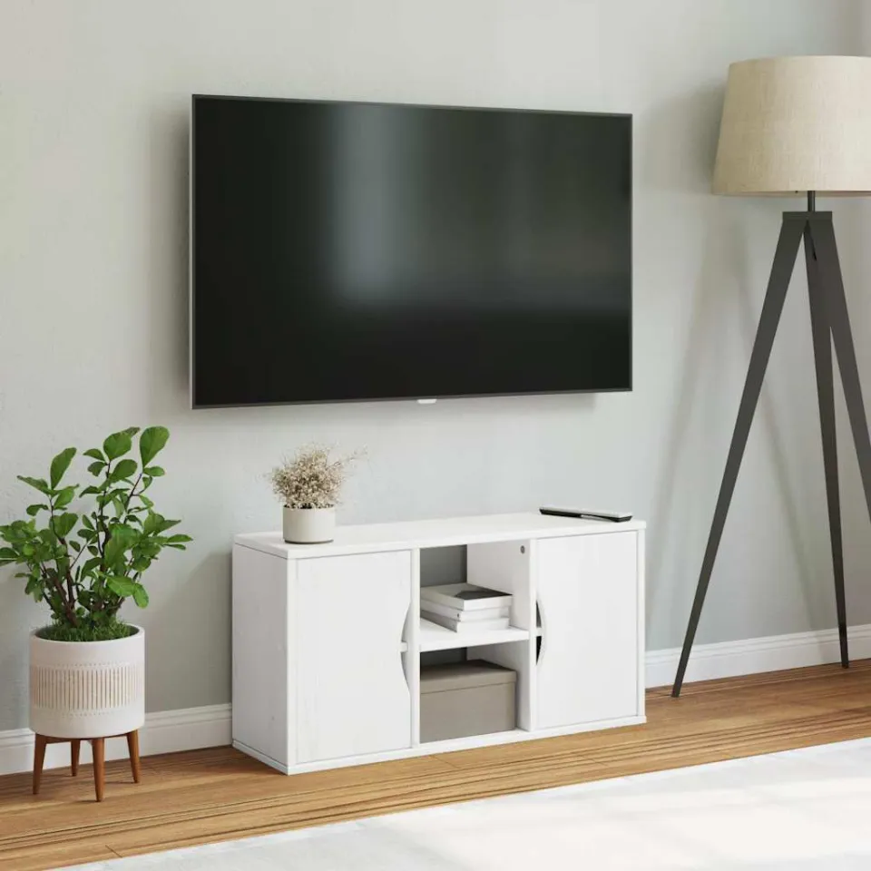 vidaXL Tv-meubel ODDA 79x24x40 cm massief grenenhout wit, foto 2