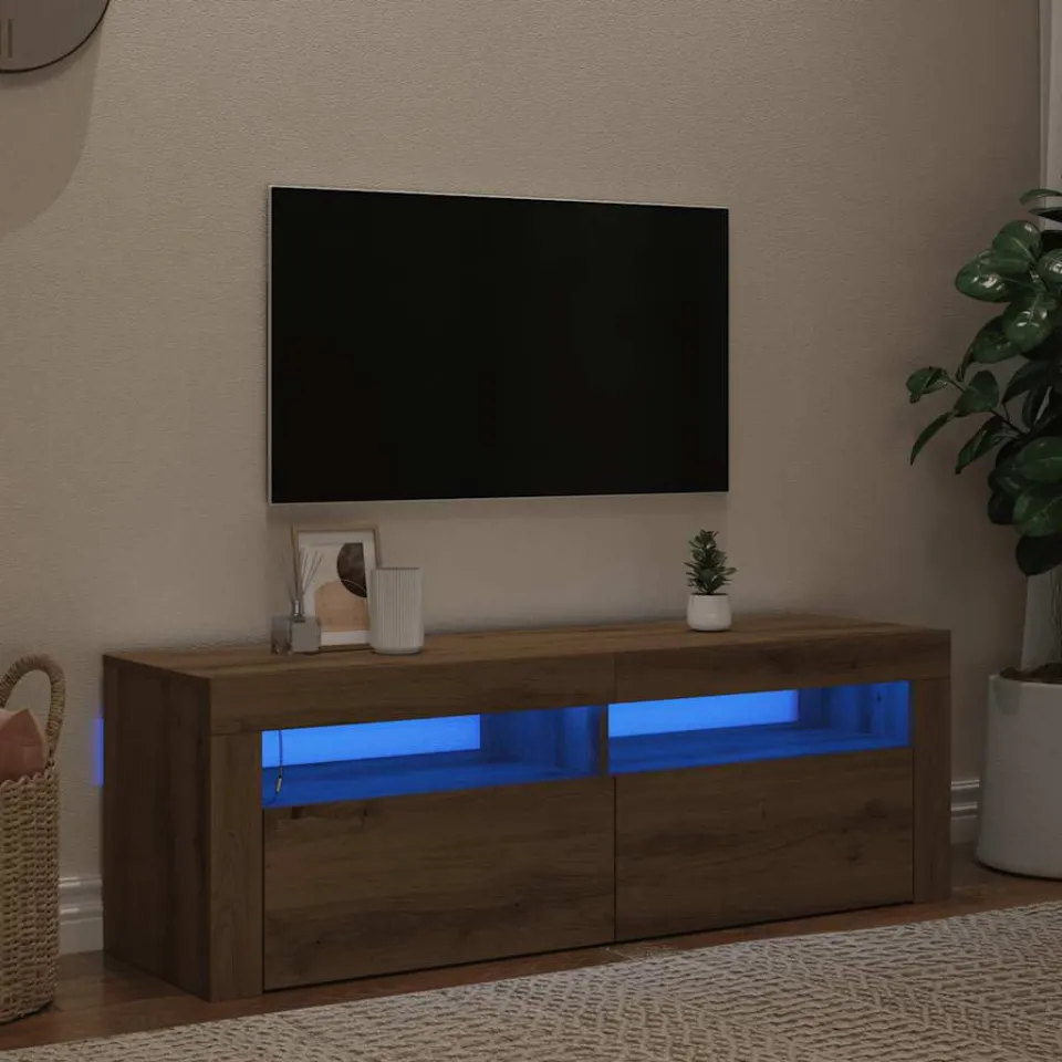 vidaXL Tv-meubel met LED 120x35x40 cm bewerkt hout artisanaal eiken, foto 3