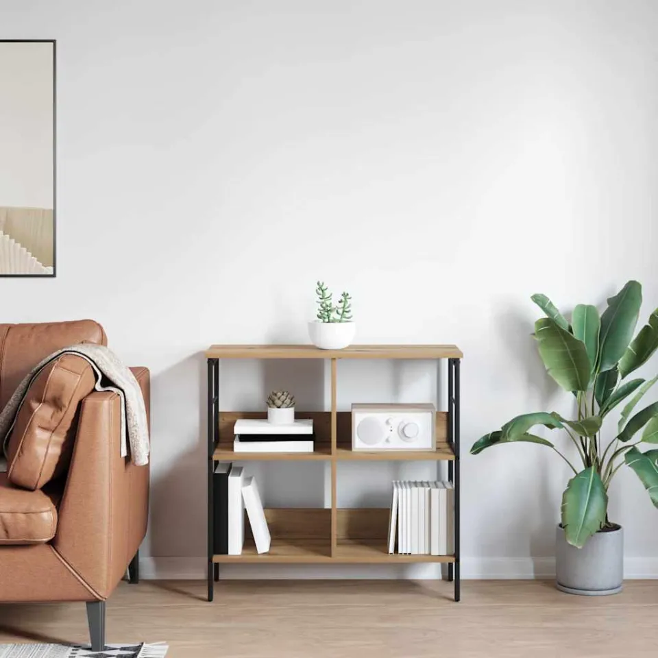 vidaXL Boekenkast 4-laags 82 x 32 x 79 cm Bewerkt hout Artisan Eiken, foto 3