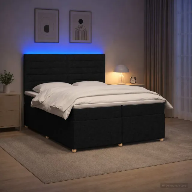 vidaXL Boxspringbed met matras met hoofdeinde Zwart 200 x 200 cm Stof