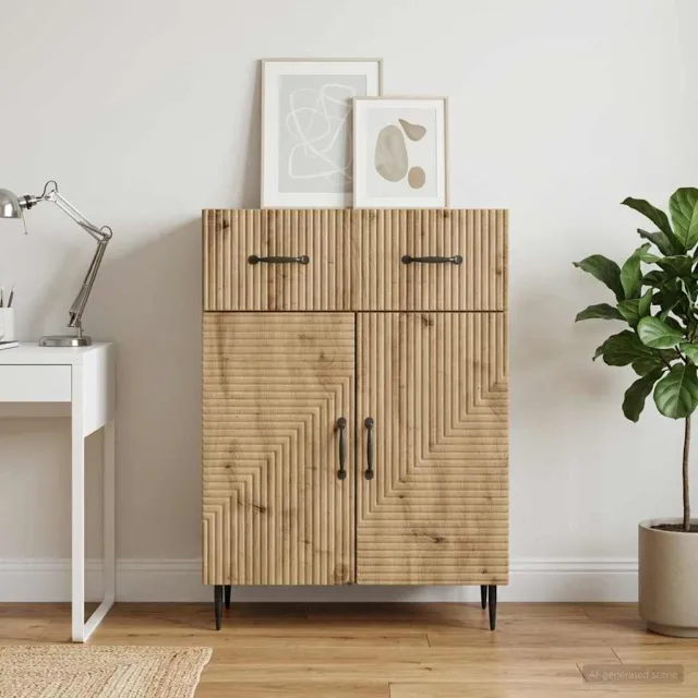 vidaXL Dressoir Artisanaal eiken 66 x 34,5 x 89,5 cm Bewerkt hout, foto 2