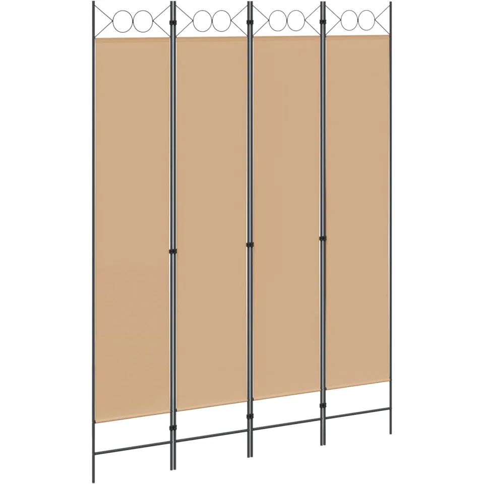 vidaXL 4-panelen roomdivider Beige 160 x 220 cm Stof