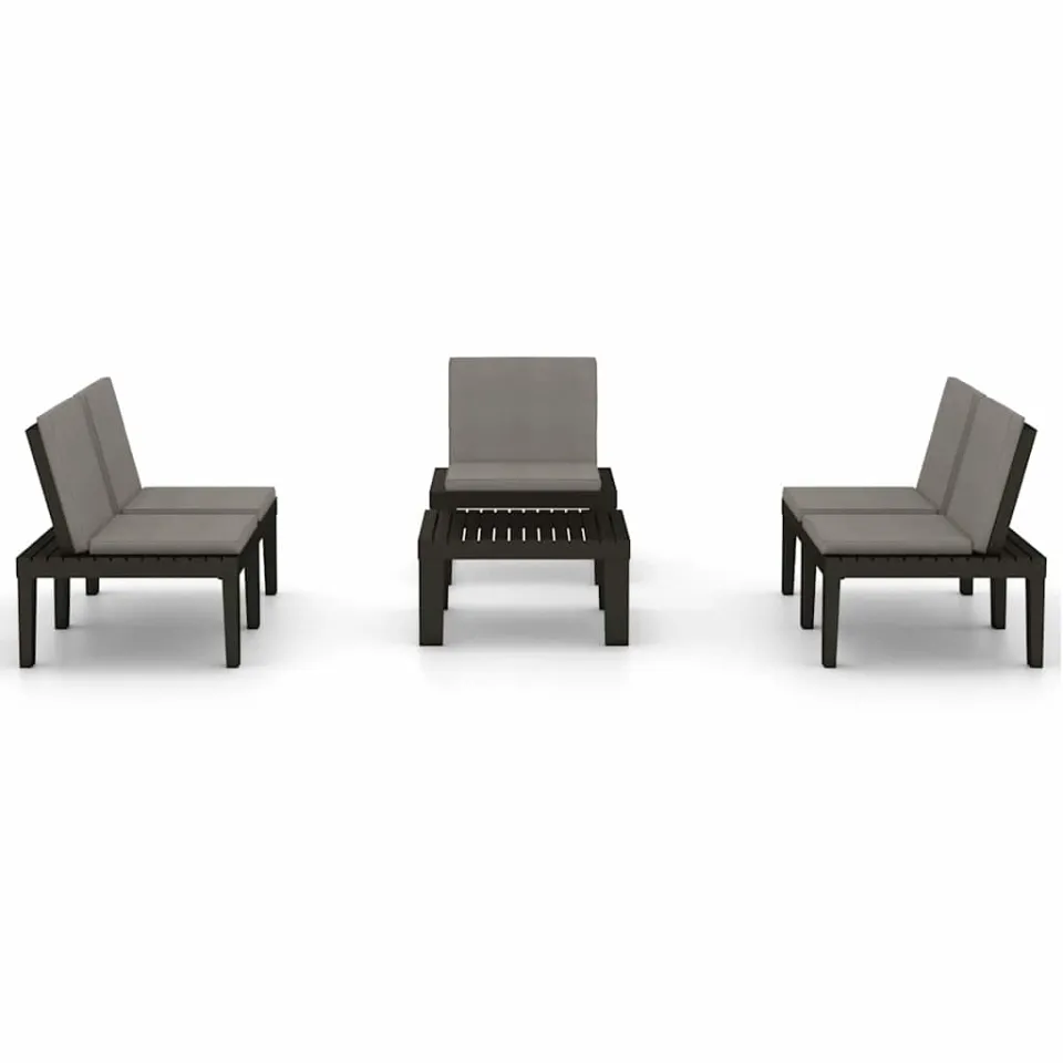 vidaXL 4-delige Loungeset met kussens kunststof grijs, foto 3