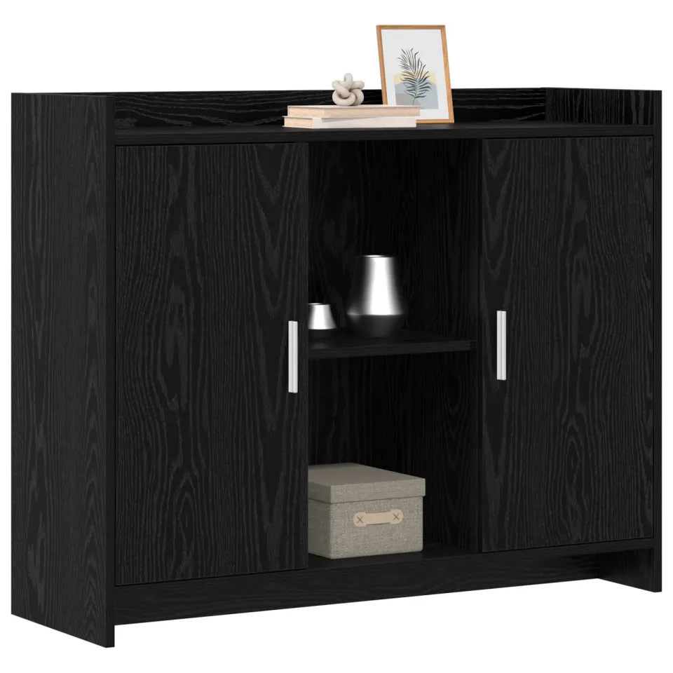 vidaXL Dressoir Black Oak 98,5 x 33 x 80 cm Bewerkt hout Zwart